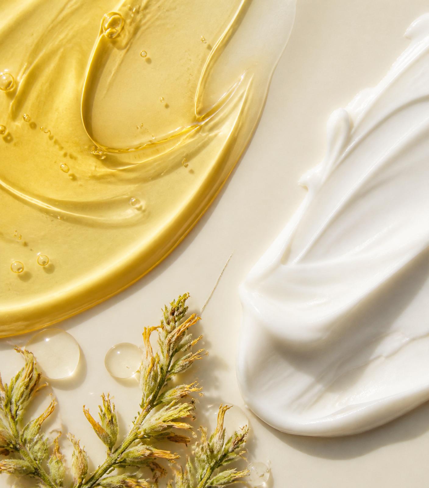 Macro texture of cosmetic actives, oils and creams